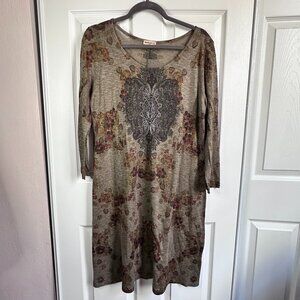 Studio Gem Q USA Womens Large Mini Dress Tunic Floral Fairy Boho Semi-Sheer Y2K